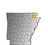 Map showing Greene County location within the state of Arkansas